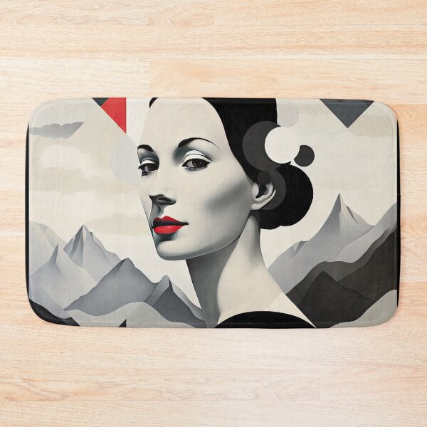 Item preview, Black & White Bauhaus Portrait in Front of the Alps designed and sold by ArtificialGenes.