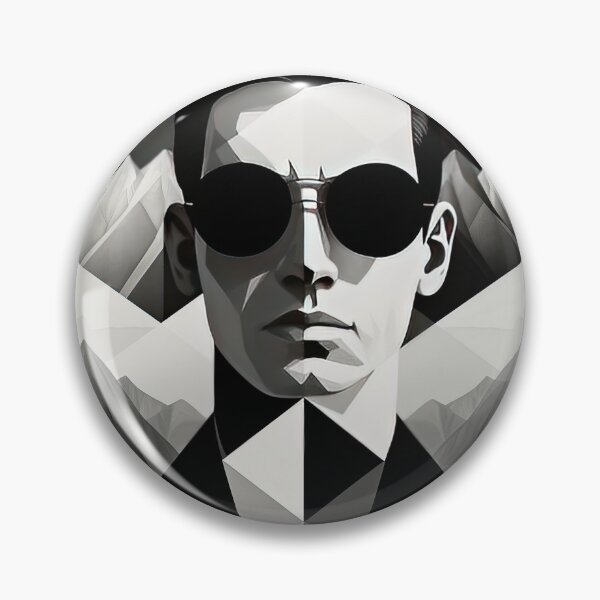 Item preview, Black & White Bauhaus Portrait in Front of the Alps designed and sold by ArtificialGenes.