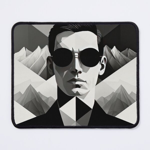 Item preview, Black & White Bauhaus Portrait in Front of the Alps designed and sold by ArtificialGenes.