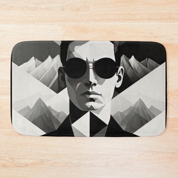 Item preview, Black & White Bauhaus Portrait in Front of the Alps designed and sold by ArtificialGenes.