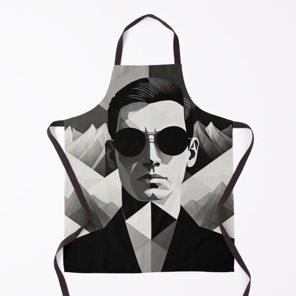 Item preview, Black & White Bauhaus Portrait in Front of the Alps designed and sold by ArtificialGenes.