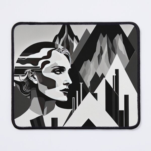 Item preview, Black & White Bauhaus Portrait in Front of the Alps designed and sold by ArtificialGenes.