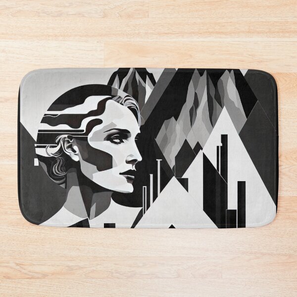 Item preview, Black & White Bauhaus Portrait in Front of the Alps designed and sold by ArtificialGenes.