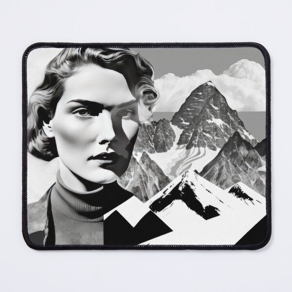 Item preview, Black & White Bauhaus Portrait in Front of the Alps designed and sold by ArtificialGenes.