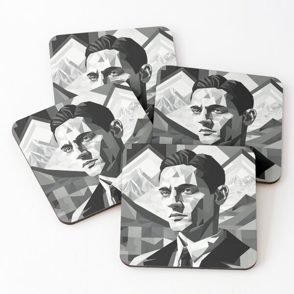 Item preview, Black & White Bauhaus Portrait in Front of the Alps designed and sold by ArtificialGenes.