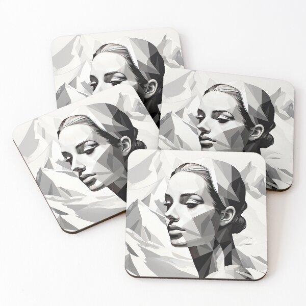 Item preview, Black & White Bauhaus Portrait in Front of the Alps designed and sold by ArtificialGenes.
