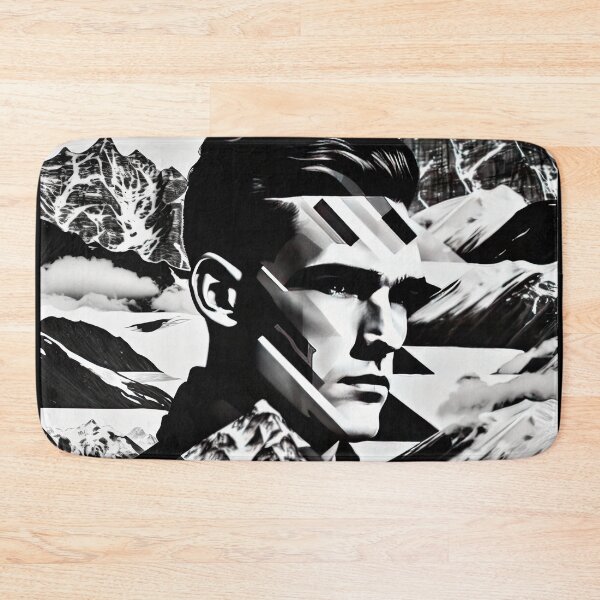 Artikelvorschau, Black & White Bauhaus Portrait in Front of the Alps entworfen und verkauft von ArtificialGenes.