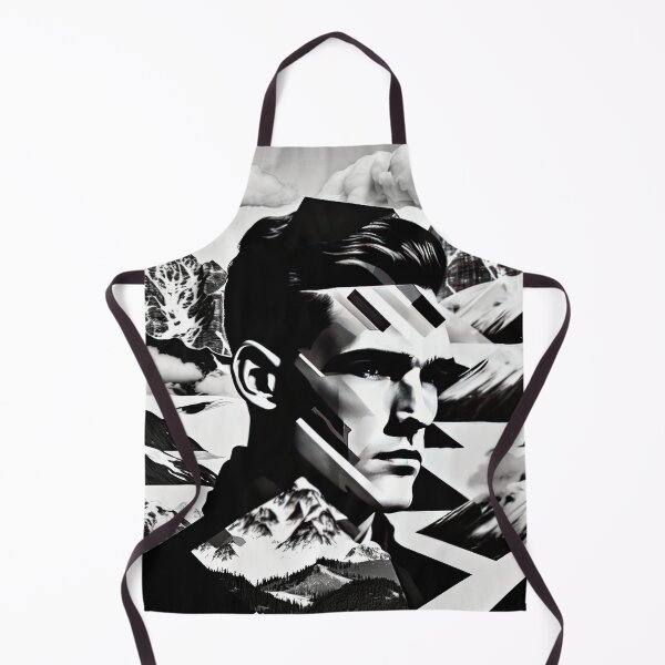 Item preview, Black & White Bauhaus Portrait in Front of the Alps designed and sold by ArtificialGenes.