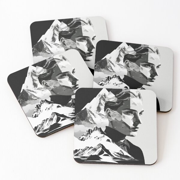 Item preview, Black & White Bauhaus Portrait in Front of the Alps designed and sold by ArtificialGenes.
