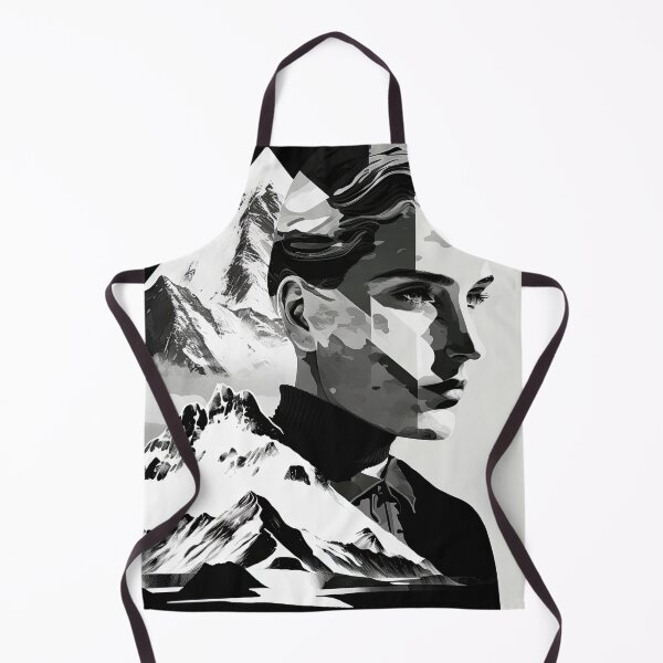 Item preview, Black & White Bauhaus Portrait in Front of the Alps designed and sold by ArtificialGenes.