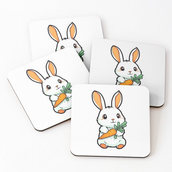 Item preview, White rabbit holding carrot designed and sold by ArtPrintPal.