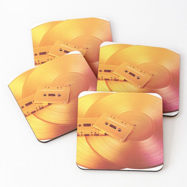 Item preview, Retro cassette tapes on vinyl records background designed and sold by Boogeyman Bill.