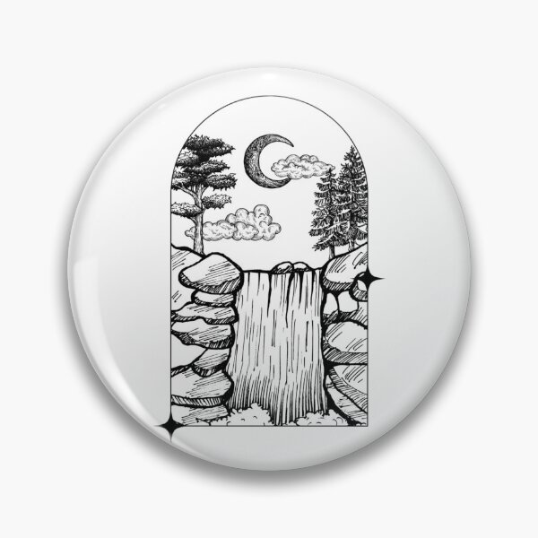 Item preview, Geometric natural idyll with waterfall designed and sold by nookieart.