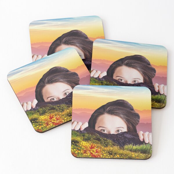 Item preview, Beautiful Sunrise Collage Art Print - Good Morning Sunshine with Giantess and Orange Flower Landscape designed and sold by GollyWillikers.