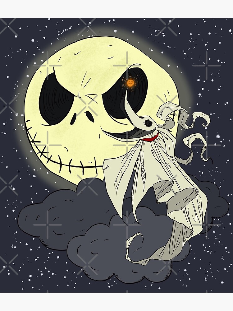 Jack Skellington and Zero Nightmare Before Christmas Inspired Art Print  Potser 