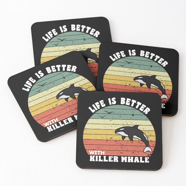 Item preview, Killer Whale With Retro Sunset Flying Birds Design designed and sold by netfires.