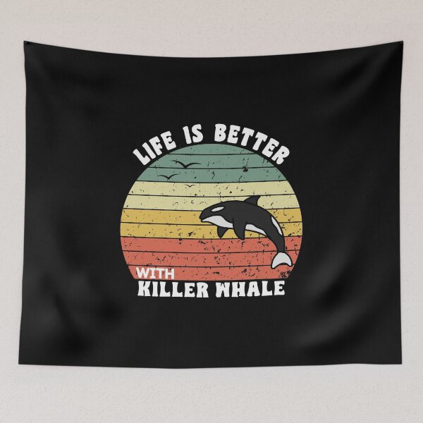 Item preview, Killer Whale With Retro Sunset Flying Birds Design designed and sold by netfires.