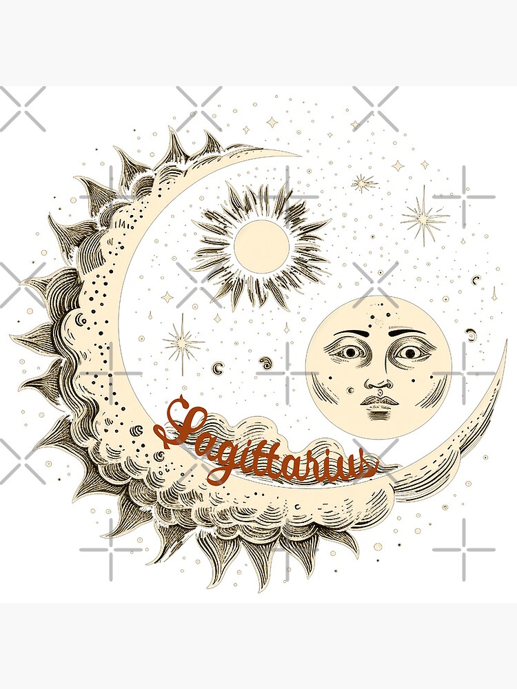 Sagittarius November 22 December 21 sun moon star vintage retro