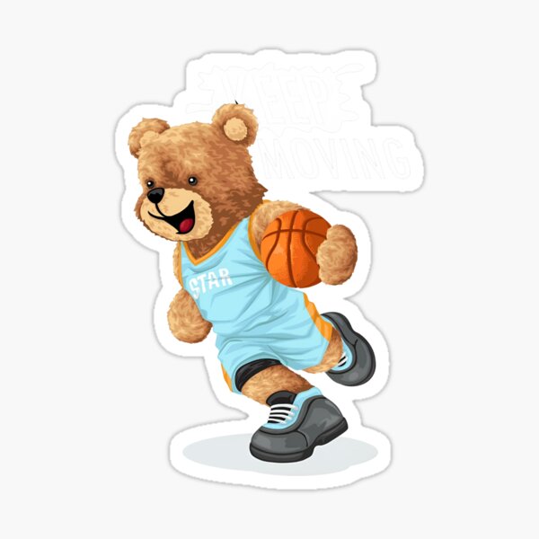  Lindo oso de peluche jugando baloncesto manga larga
