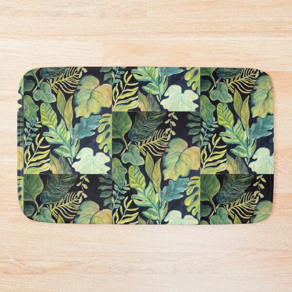 Item preview, Exotic Painted Green and Black Jungle Leaves Composition designed and sold by colorfulglee.