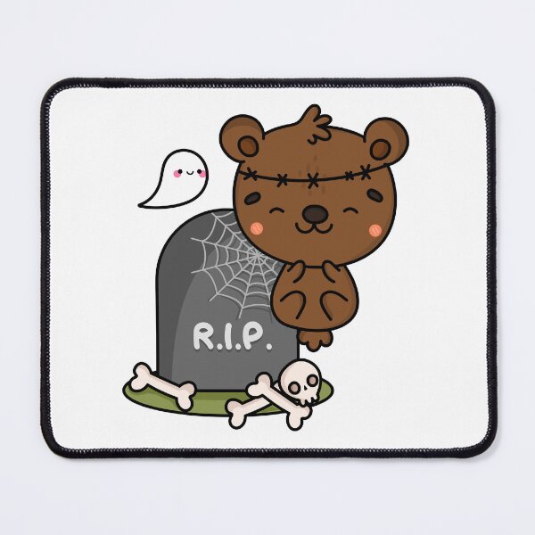 Item preview, Cute Kawaii Halloween Brown Bear with Headstone and skull & bones  designed and sold by butterflykissss.