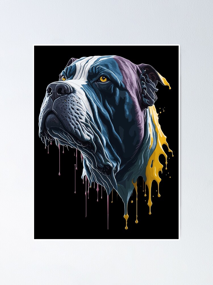 XL Bully dog - bold, bright colored xl bully dog graphic vector digital  illustration | Poster