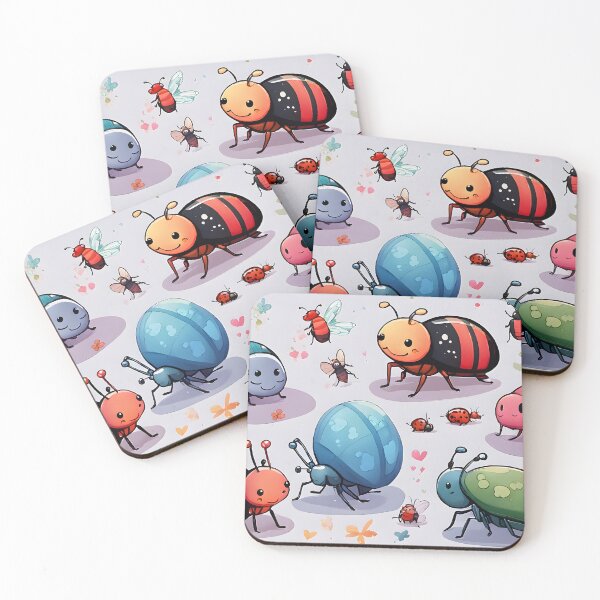 Item preview, Cute colorful bug cartoons smiling in the style of animation stills designed and sold by AI-Only Creations.