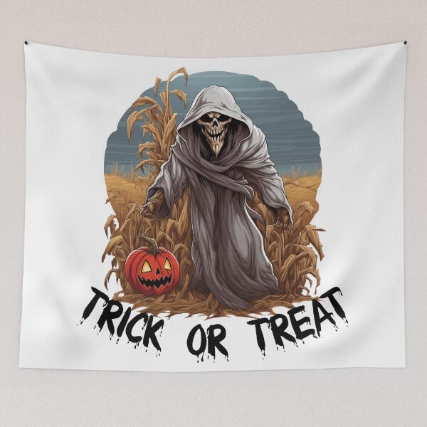 Item preview, Grim Reaper In A Cornfield - Trick Or Treat (Black Lettering) designed and sold by VelvetRoom.