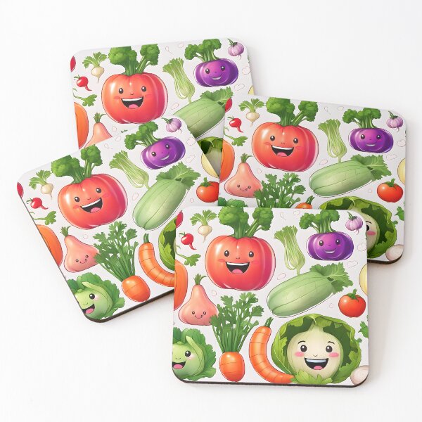 Item preview, Cute colorful vegetable cartoons smiling in the style of animation stills designed and sold by AI-Only Creations.