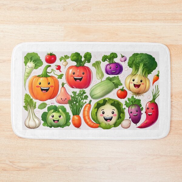 Item preview, Cute colorful vegetable cartoons smiling in the style of animation stills designed and sold by AI-Only Creations.