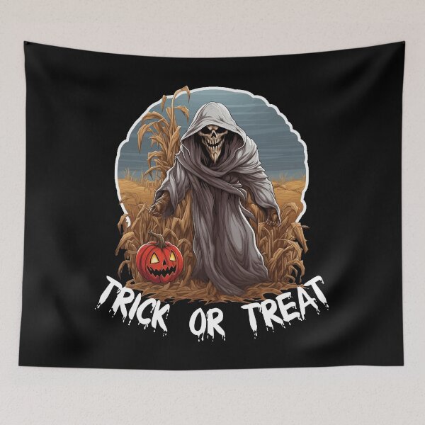 Item preview, Grim Reaper In A Cornfield - Trick Or Treat (White Lettering) designed and sold by VelvetRoom.