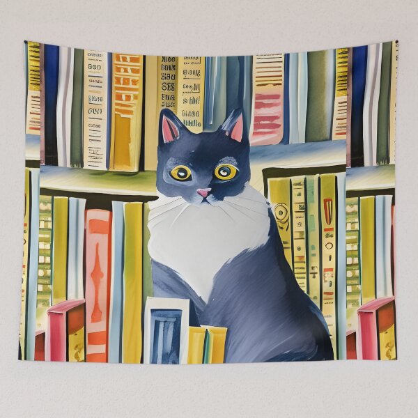 Item preview, Bookish Cat Aesthetic - Cat On A Bookshelf designed and sold by Wiss2Arts.