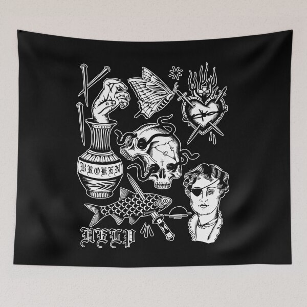 Item preview, Traditional American Tattooing Style Occult Gothic Witchy spooky Halloween Drawings Biker Tattoo Artist  designed and sold by Reign Of Darkness.