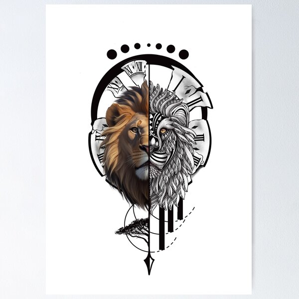 Buy Lion Tattoo Design White Background PNG File Download High Resolution  Online in India - Etsy