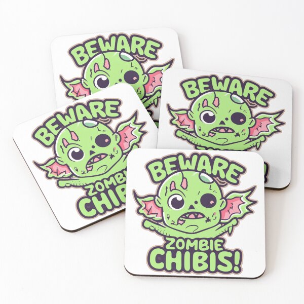 Item preview, BEWARE zombie CHIBIS! Kawaii, cute adorable halloween funny zombie horror designed and sold by Baba  Yaga's Cards.