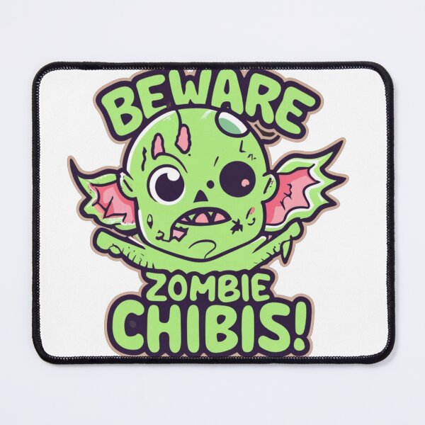 Item preview, BEWARE zombie CHIBIS! Kawaii, cute adorable halloween funny zombie horror designed and sold by Baba  Yaga's Cards.