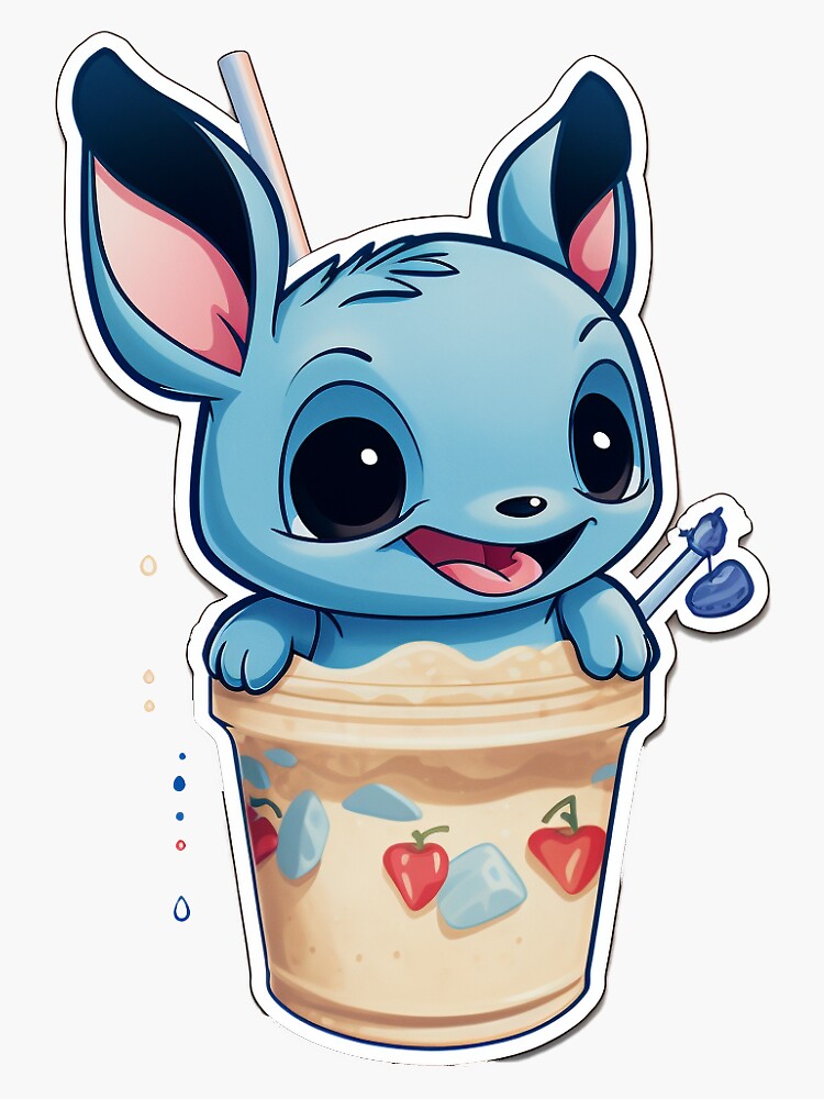 Stitch Drinking Boba Sticker 