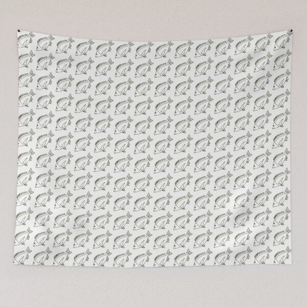 Item preview, Kawaii Black Bream Fish in Khaki Green and White designed and sold by fruttidimare.