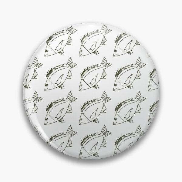 Item preview, Kawaii Black Bream Fish in Khaki Green and White designed and sold by fruttidimare.