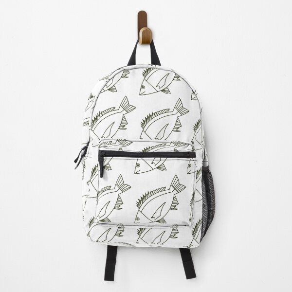 Item preview, Kawaii Black Bream Fish in Khaki Green and White designed and sold by fruttidimare.