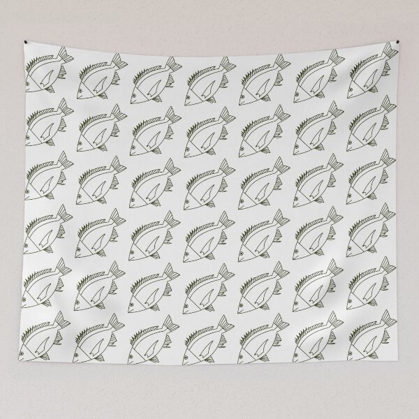 Item preview, Kawaii Black Bream Fish in Khaki Green and White designed and sold by fruttidimare.