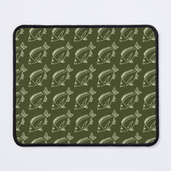 Item preview, Kawaii Black Bream Fish in Pastel Green on Khaki Green designed and sold by fruttidimare.