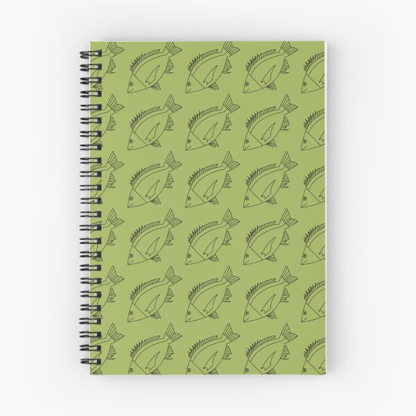 Item preview, Kawaii Black Bream Fish in Khaki Green on Citrus Green designed and sold by fruttidimare.
