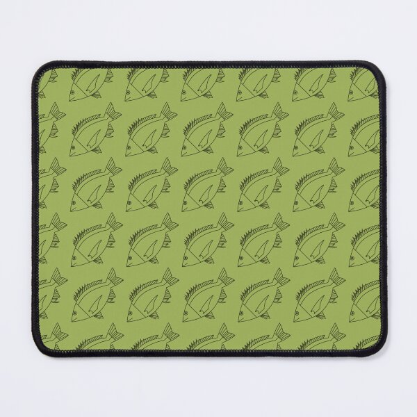 Item preview, Kawaii Black Bream Fish in Khaki Green on Citrus Green designed and sold by fruttidimare.