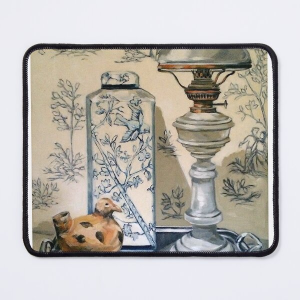 Item preview, Still life with ginger jar and lamp, on toile. designed and sold by Elizabeth Moore Golding.