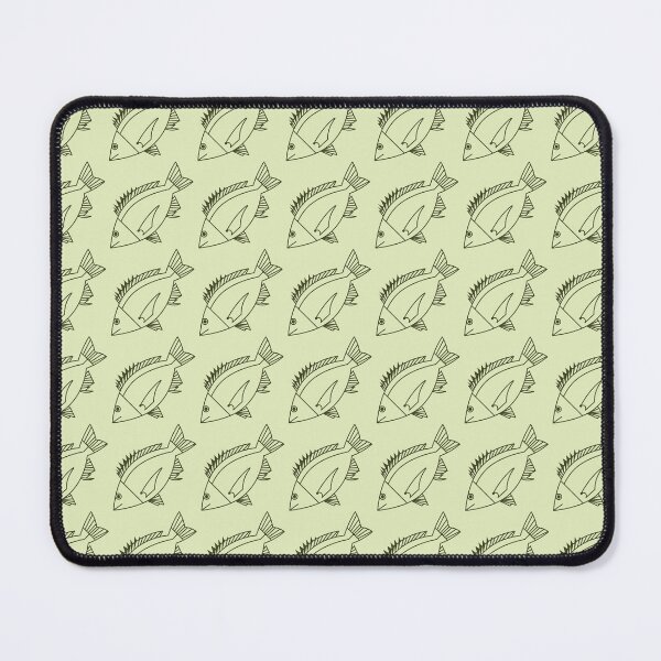 Item preview, Kawaii Black Bream Fish in Khaki Green on Pastel Green designed and sold by fruttidimare.
