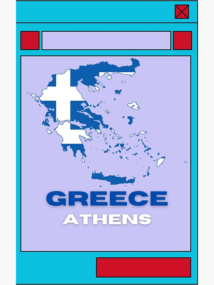 Poster for Sale mit Karte mit Griechenland-Flagge von kedzedshop