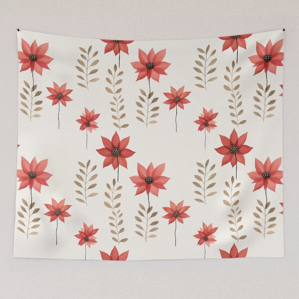 Artikelvorschau, Weihnachtsstern-Weihnachtsfeiertagsmuster in Creme, Rot und Grün entworfen und verkauft von VintageFlorals.