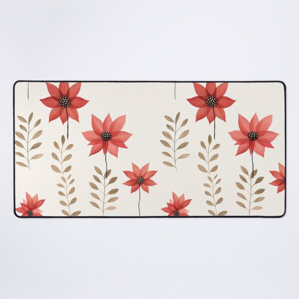 Item preview, Poinsettia Christmas Holidays Pattern in Cream, Red and Green designed and sold by VintageFlorals.