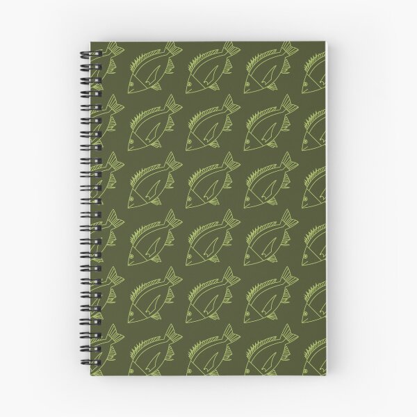 Item preview, Kawaii Black Bream Fish in Citrus Green on Khaki Green designed and sold by fruttidimare.